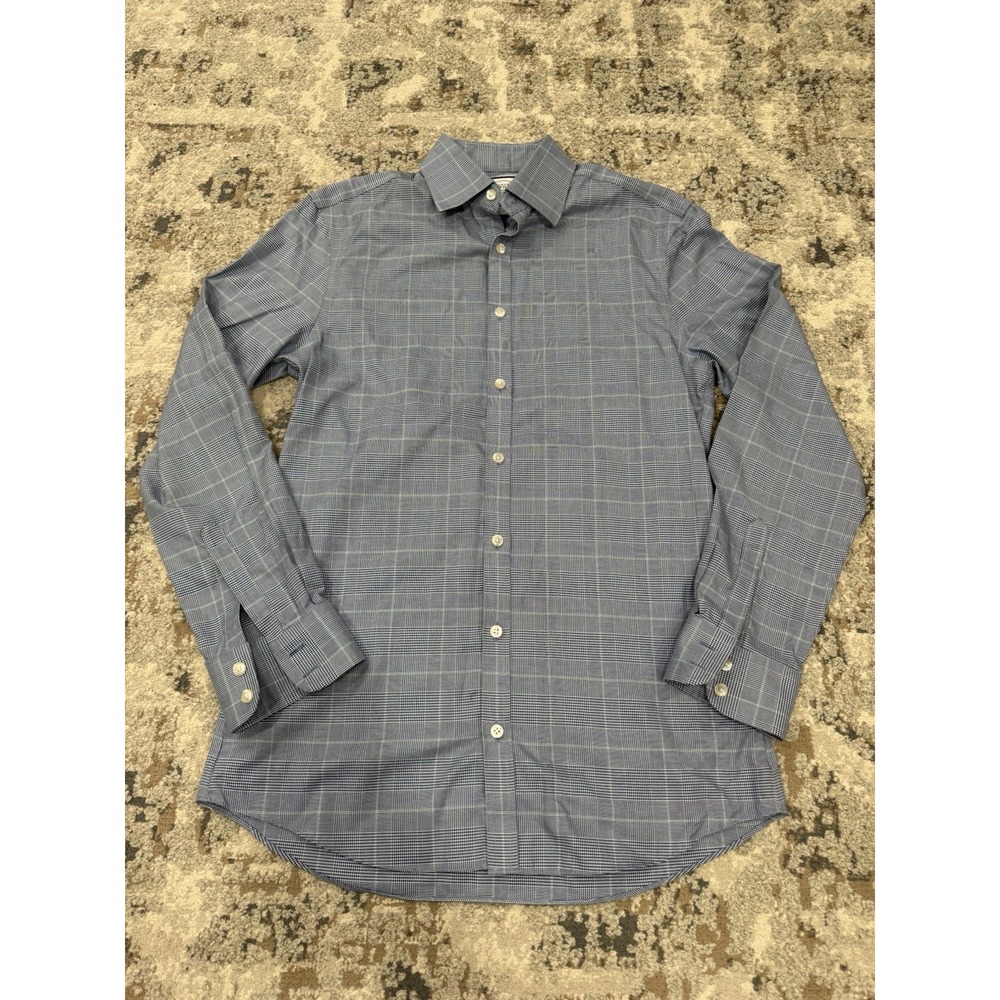 Charles Tyrwhitt Dress Shirt Super Slim Fit Non-Iron Long Sleeve Blue Size 15-38